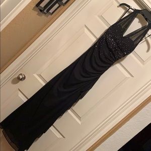 Stunning black halter style prom dress